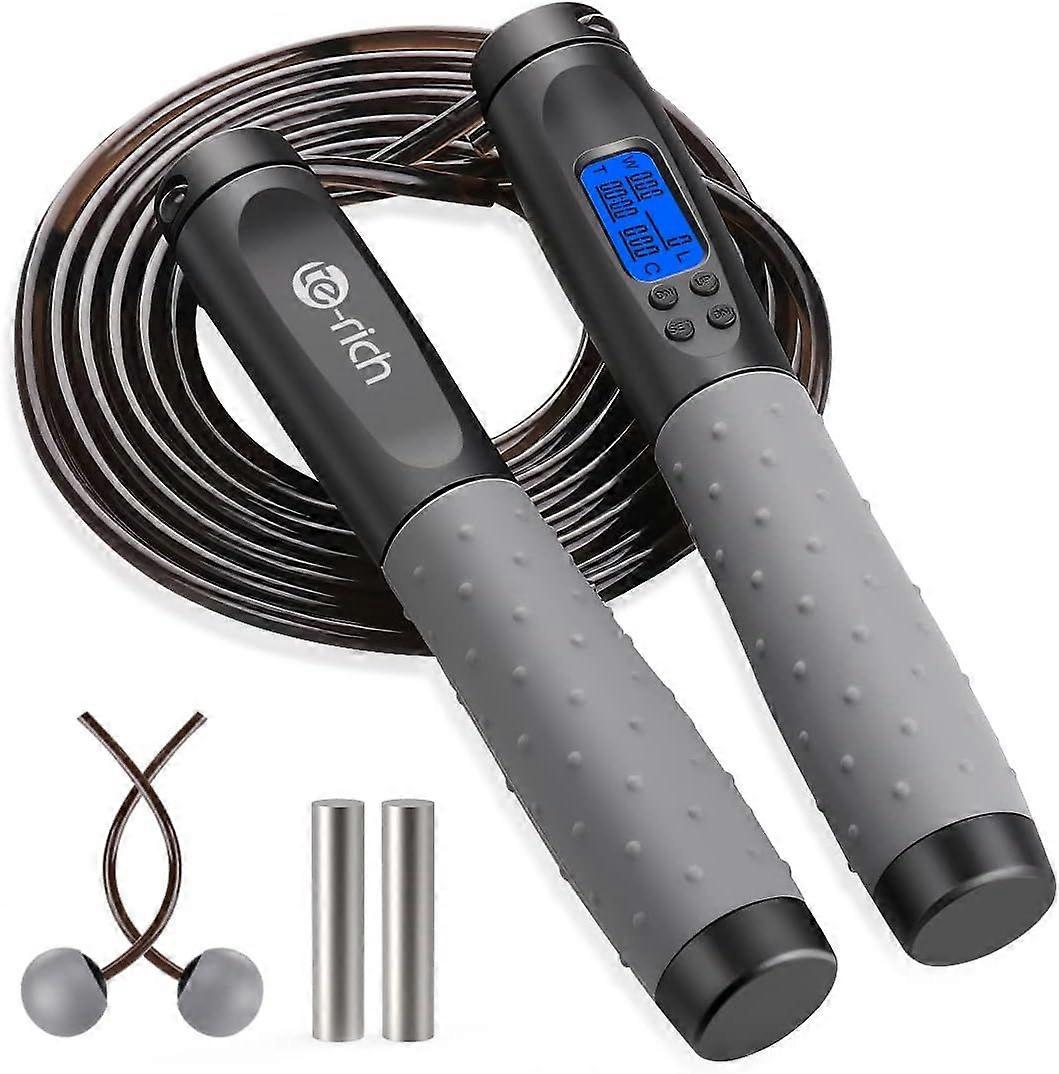 SDIGV Jump Rope, Weighted Jump Rope for Fitness, Skipping Rope with Counter - Heavy Handles, Adjustable Length - Cordless Jumping Rope for Men Women K