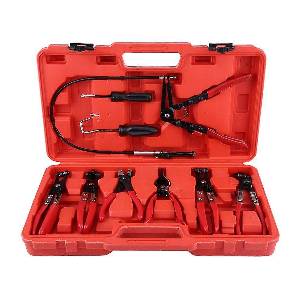 9pc Hose Clamp Pliers Set, Flexible Wire Long Reach, Easy Clamp Removal Installation, Compact Storage Box