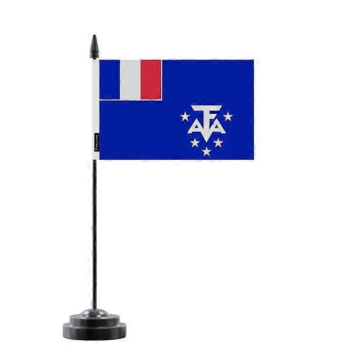 Flag of French Antarctica – 14 x 21 cm – Polyester – Black Plastic Base