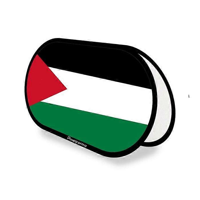 Oval Flag - Palestine - 70 x 120 cm - Polyester - Double-sided Print - Retractable Foldable