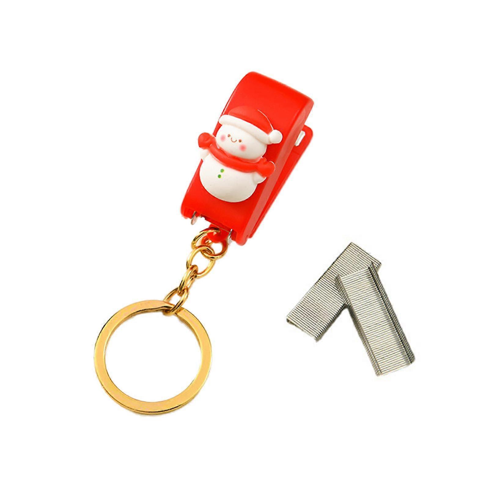 Christmas Stapler with No.10 Staples Small Stapler with Keyring Boy Girl Student Game Reward little snowman