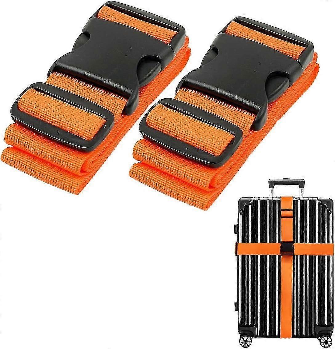 Gepäckgurte Koffergurte Strapazierfähiger verstellbarer Reisetaschengurt Gürtel in leuchtenden Farben mit Schnellverschluss (2er-Pack, Orange)