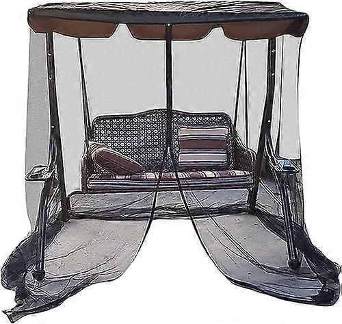 Garden Swing Mosquito Netting with Zipper Opening, Waterproof Top, Polyester Mesh, Fits Swing Chair 125x155x205cm Black