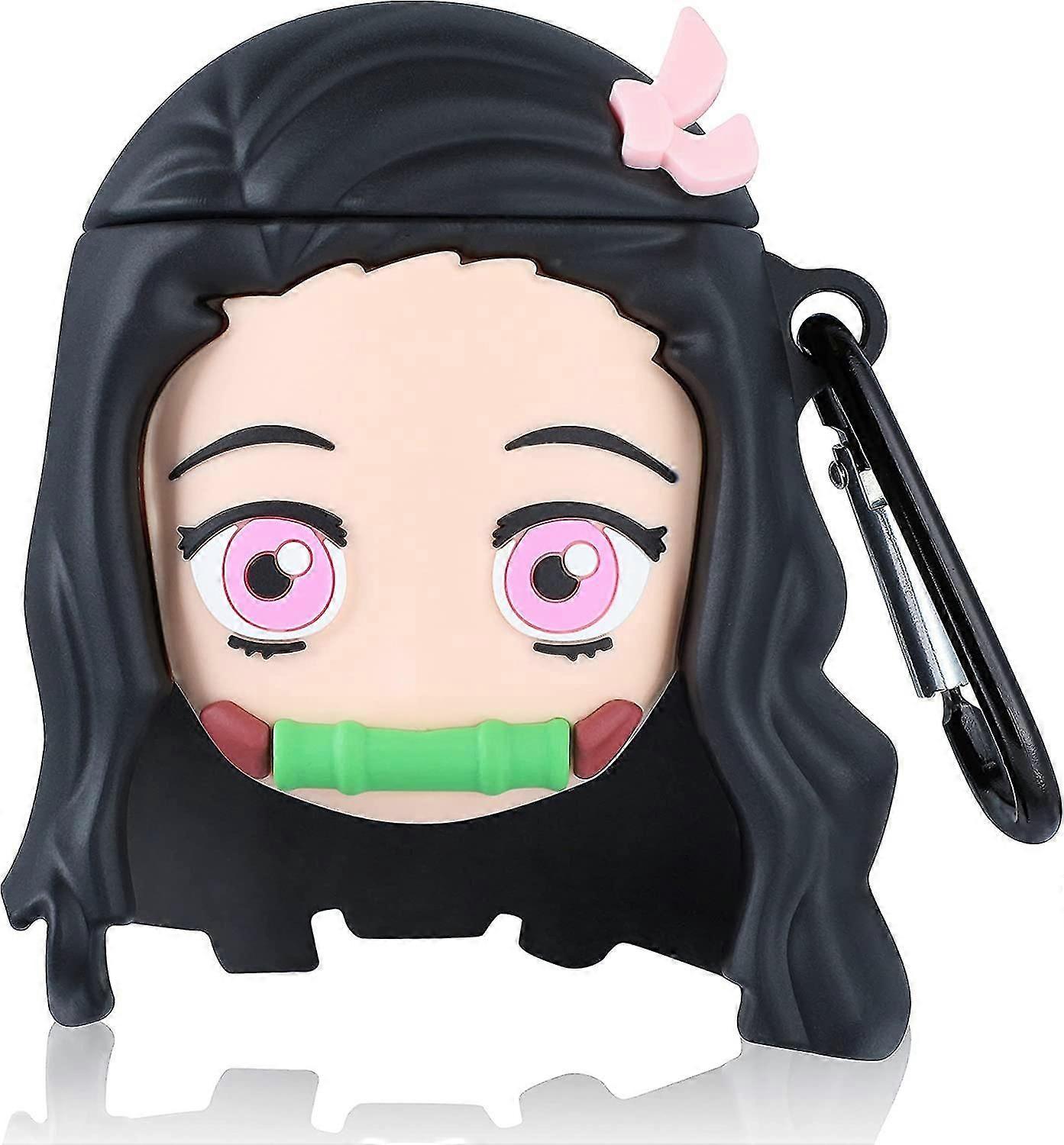 AirPod 2/1カートゥーンデザインのケースキーホルダー付きかわいいシリコンカバーファッション面白い耐衝撃性Softエアポッドの女の子の子供カワイイフードの保護スキン