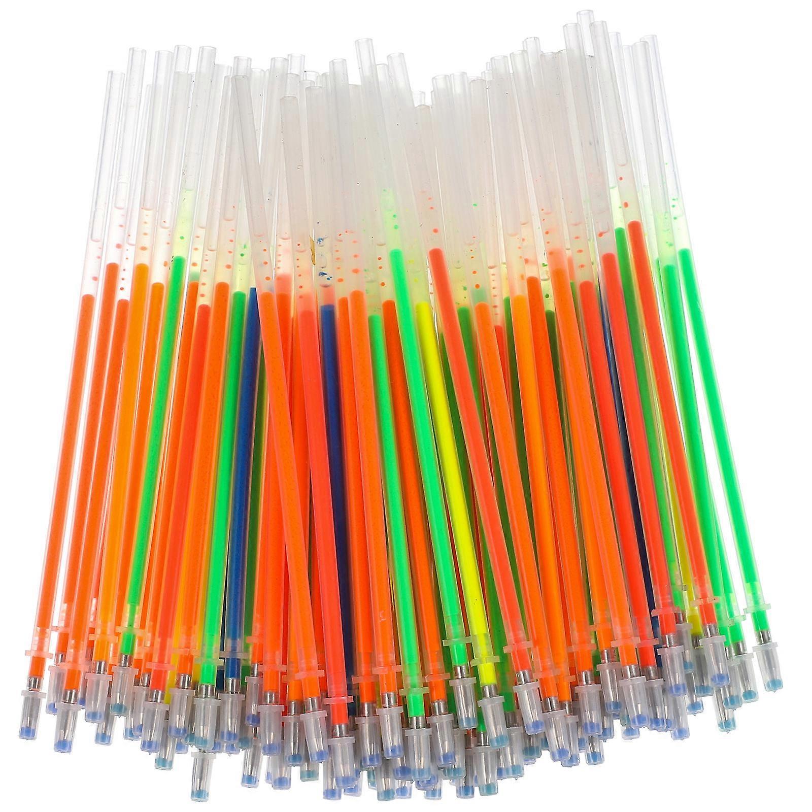 100pcs Multi Function Colored Pen Refills Bright Smooth Ink for Drawing & Doodling, Plastic Material, Portable Student Stationery Supplies