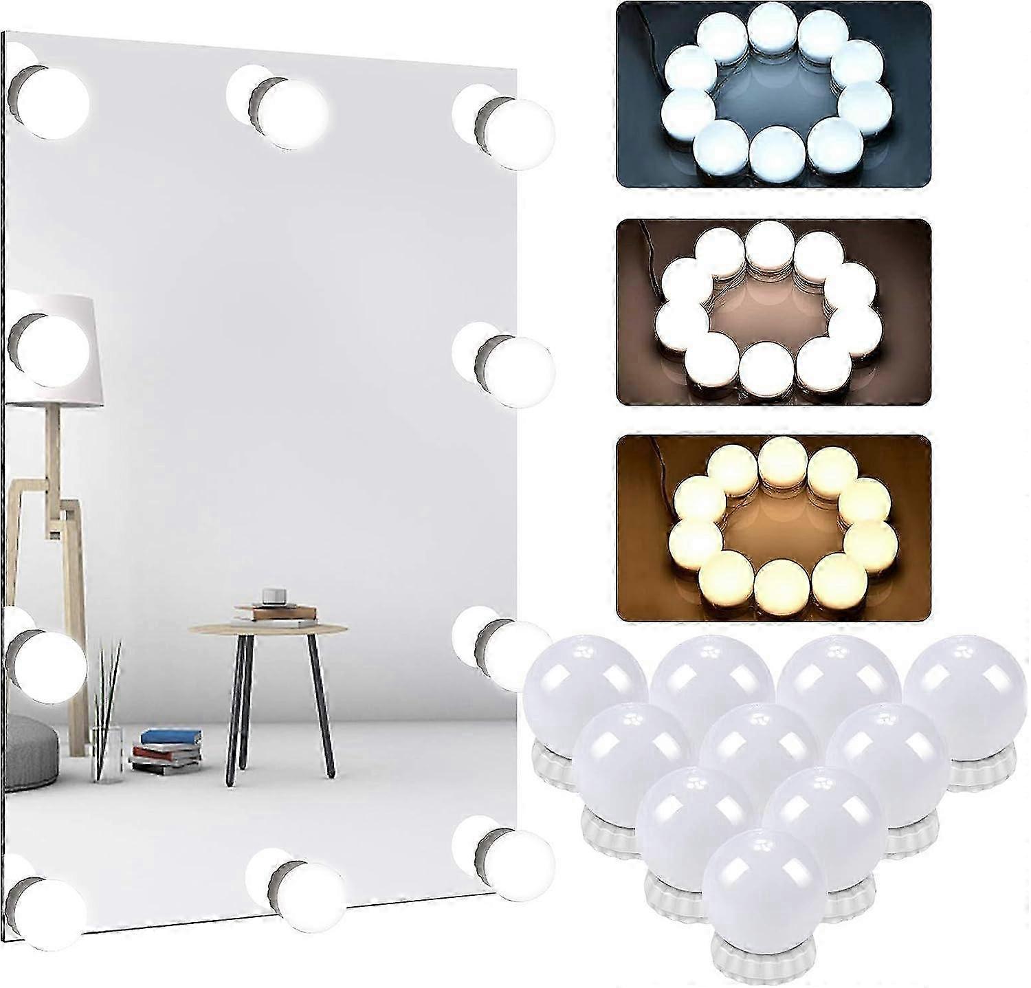 Luz de Espelho LED Hollywood - Interruptor de 3 Cores, 10 Níveis Reguláveis - Luz de Vaidade