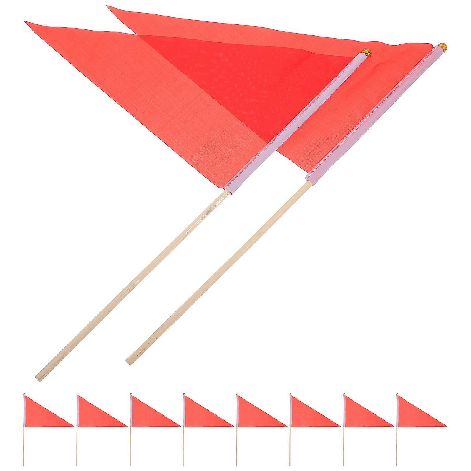 20PCS Red Triangle Lawn Marking Flags for Garden & Construction Use – Quick Installation with Fixing Stake, Versatile Surveying Equipment for