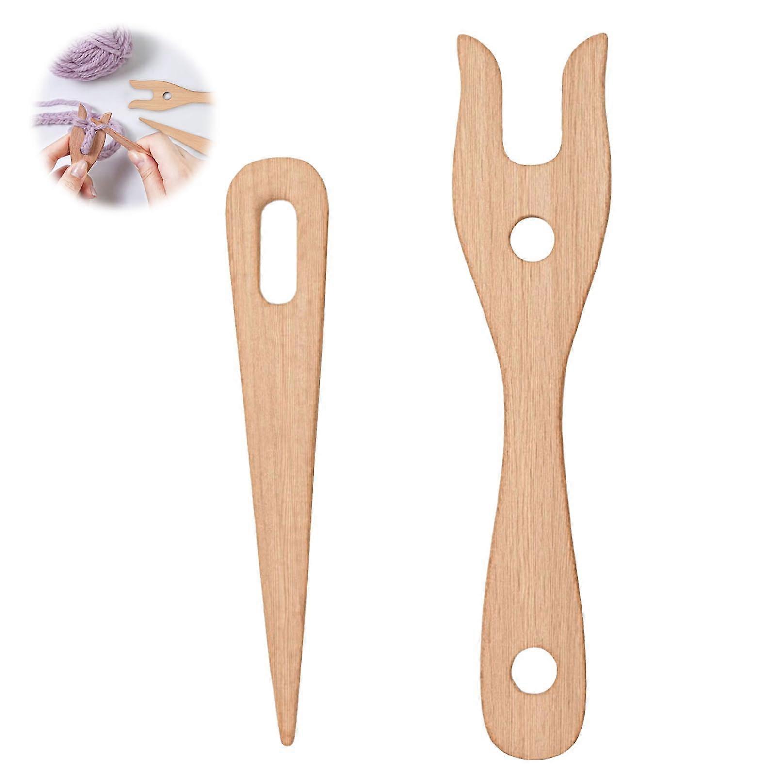 Pack of 2 Knitting Fork, Wood Knitting Tools, DIY Weaving for Creative Work