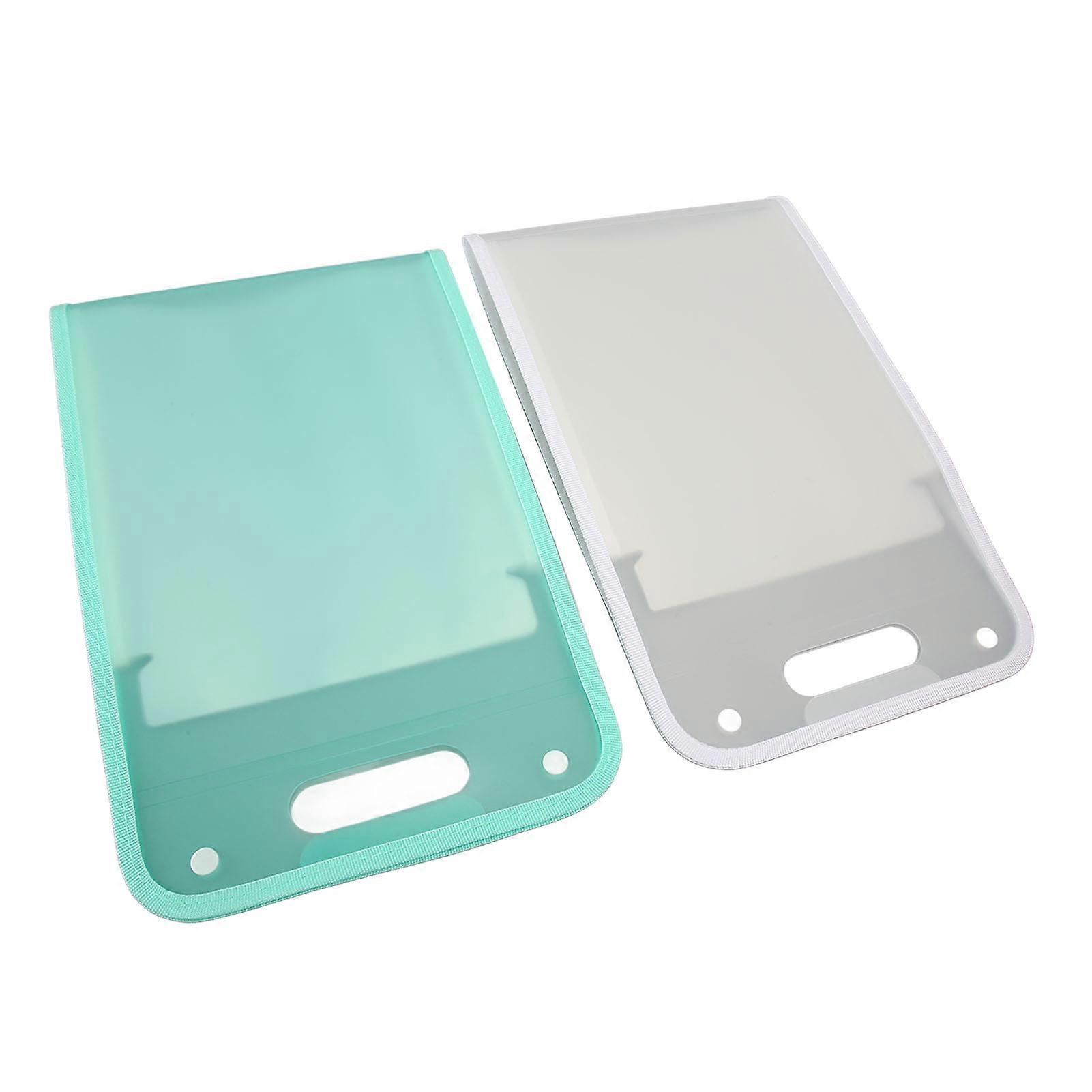 2pcs Vertical File Folders 13 Pockets Large Capacity A4 Document Folder Portable Plastic File Organizer for School Office Library White and Green 