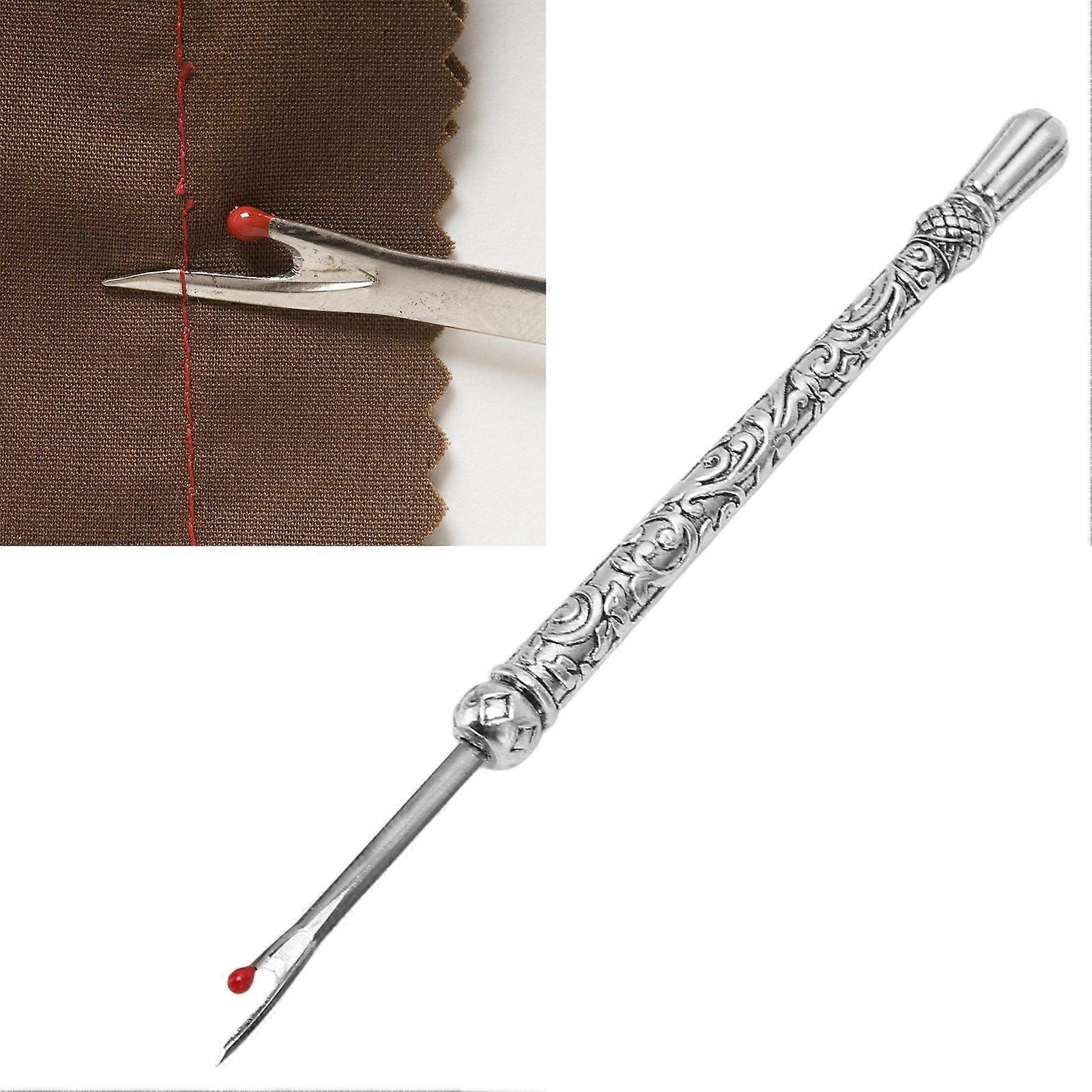 Retro Seam Ripper Exquisite Pattern Slipless Handle Multifunction Seam Thread Cutter Sewing Tools Silver 