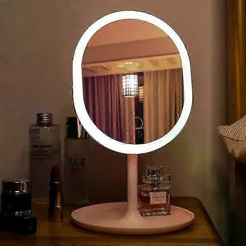 ライト付きLEDメイクアップミラー5xミラーポータブルリムーバブルデスクミラー調整可能トリコロールHDライトバニティミラードロップシッピング