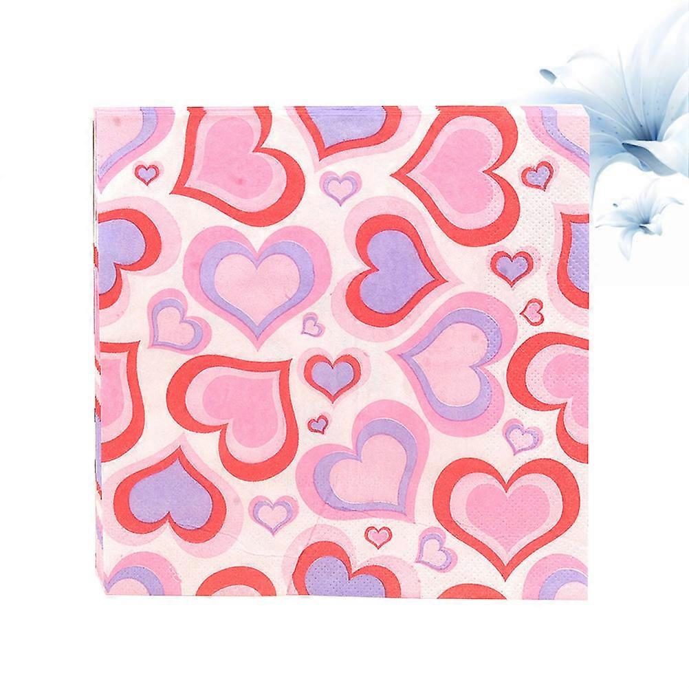 Dinner Napkins Disposable Heart Pattern Pink Color Suitable For Cocktail Evenings 60Pack