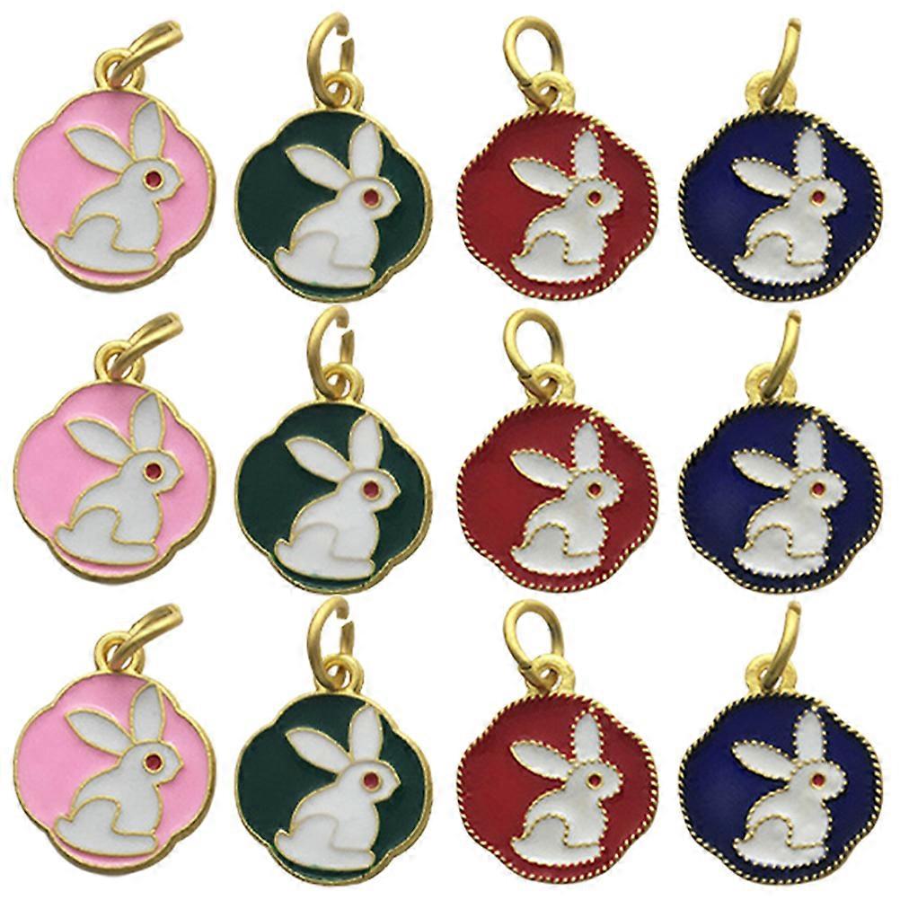 Pendant Bunny Shaped Rabbit Charms Assorted Color Bracelet Decor 12Pcs