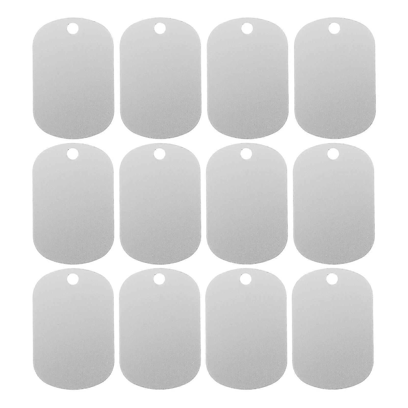 20pcs Aluminum Dog Tags Rectangle Blank Stamping Labels Prepunched for DIY Pet ID Tags Keychains Jewelry Making Silver