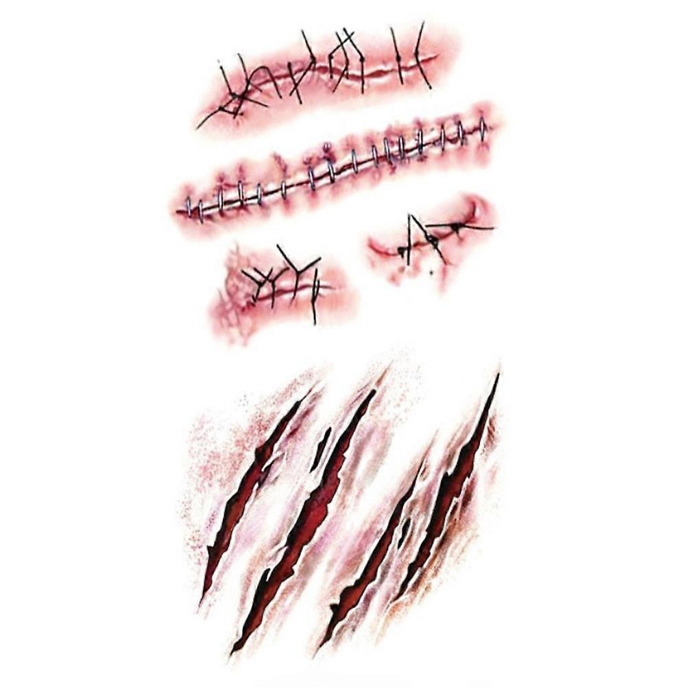 هالوين حفلة تنكرية مزحة رعب واقعية وهمية الجرح غرزة ندبة جرب مقاوم للماء مؤقت ملصق ماكياج الدعائم 1 مجموعة