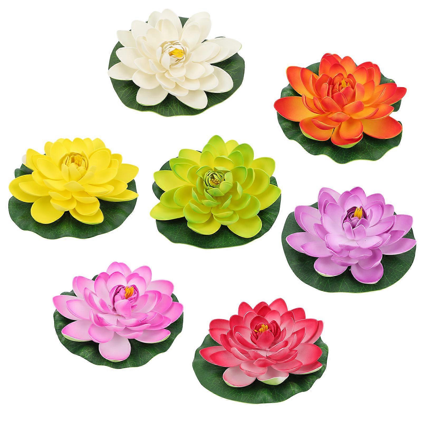 Artificial Floating Water Lily Simulated Lotus Flower Homeowners Gardeners 16x16cm Use 7Pcs