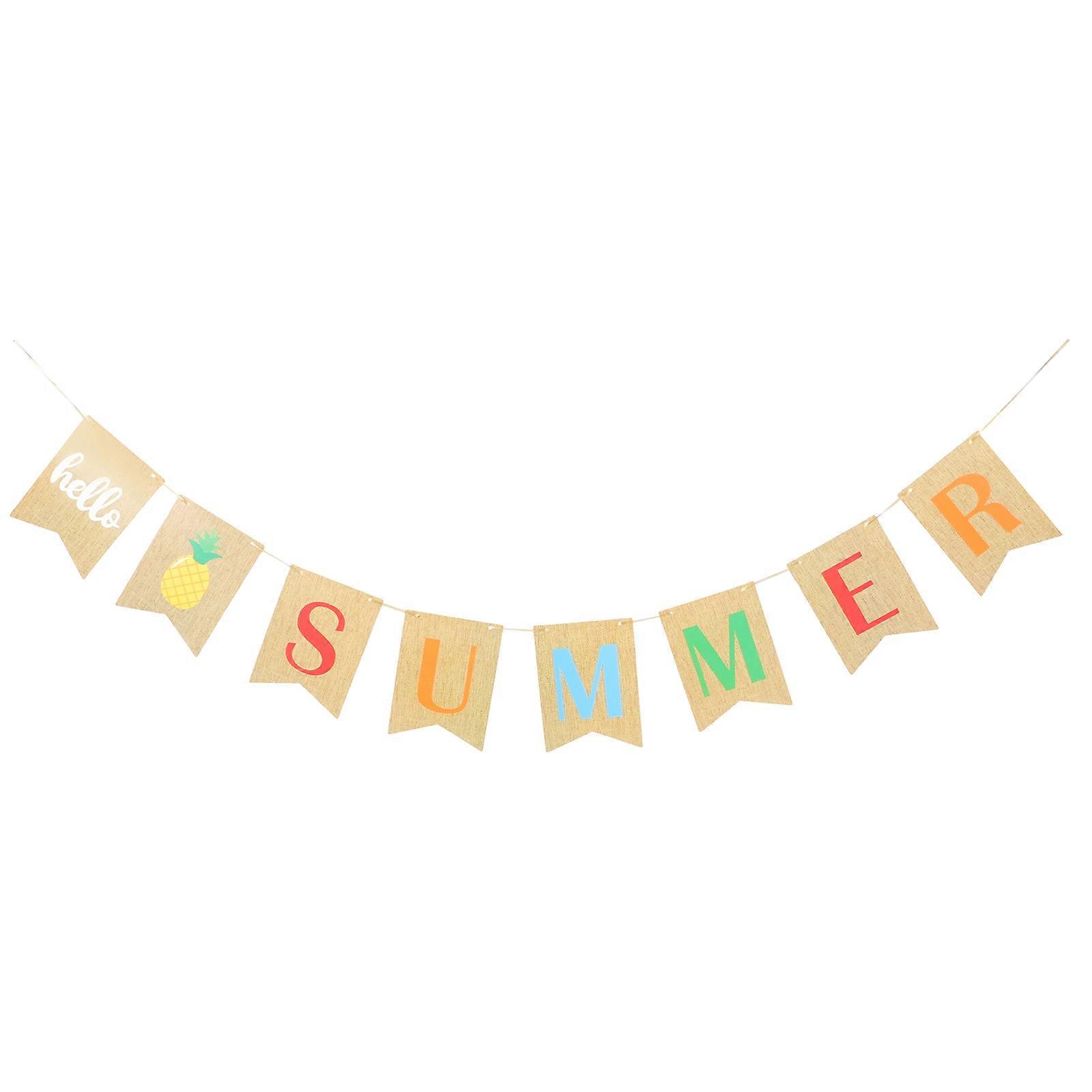 Hello Summer Sign Large Hello Summer Banner For Family Gatherings Rustic Style Assorted Color 1Pack