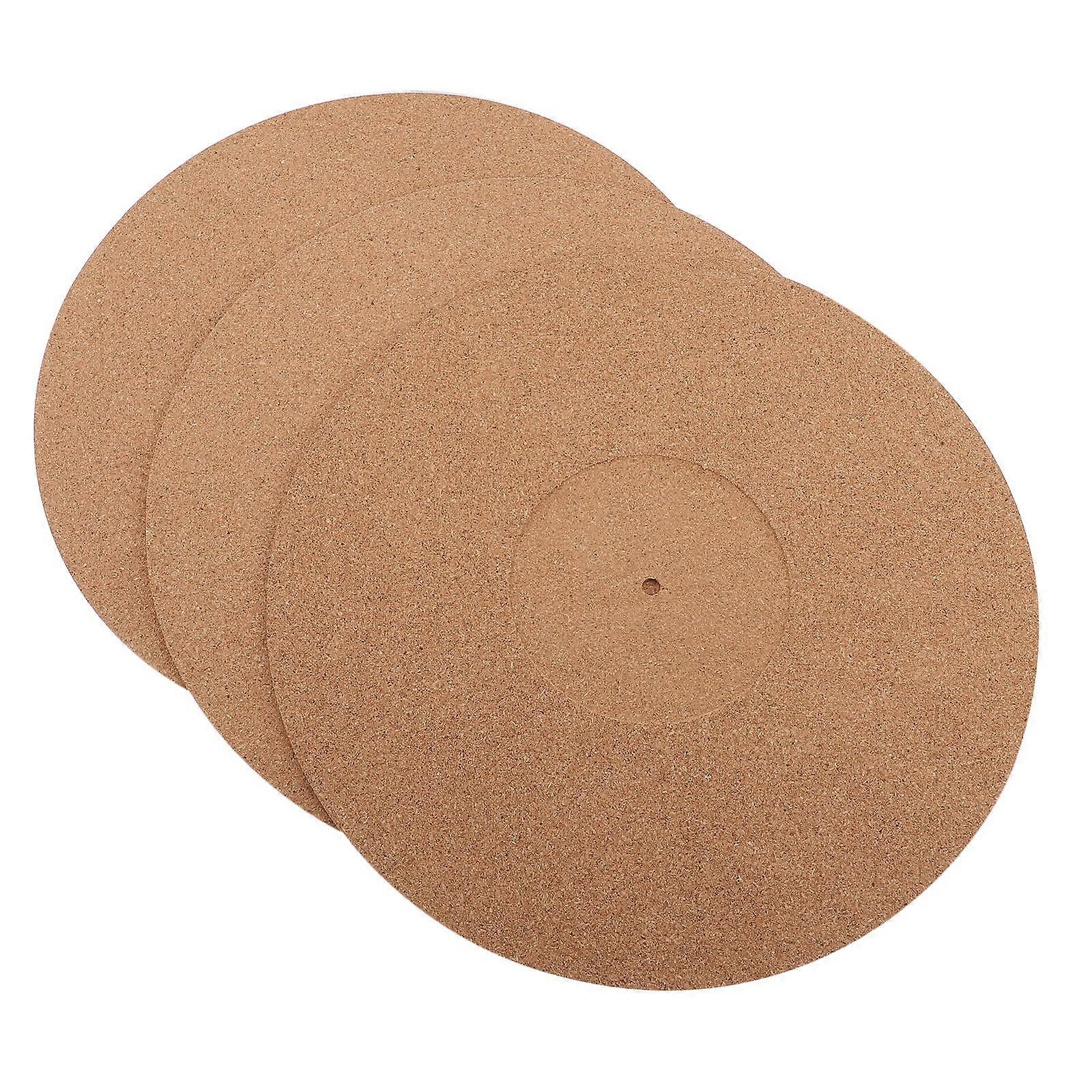 3pcs Natural Cork Turntable Mats for Vinyl Record Players – Recessed Platter Pads for Enhanced Sound Quality, Noise Reduction & Retro Style for