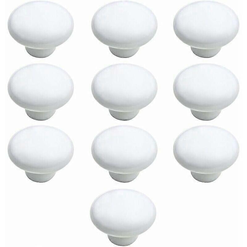 10-Piece 33mm Ceramic Door Knobs for Kitchen Cabinets and Drawers, White