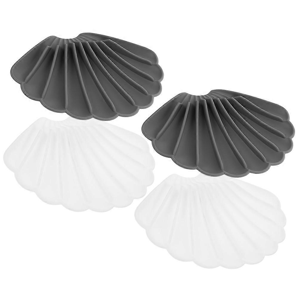 Soap Holder Shell Shape Bathroom Kitchen Easy Placement White 15.3X12CM