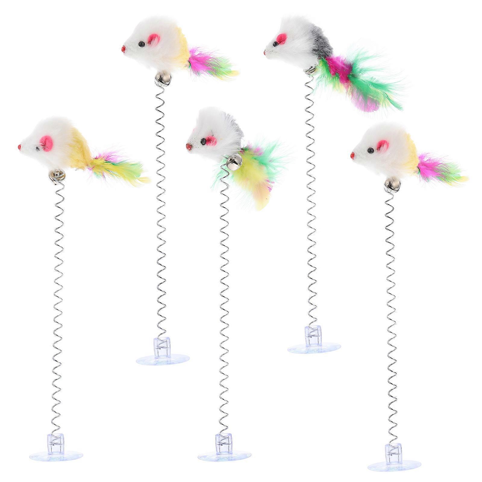 5pcs Interactive Cat Teaser Wands with Bell Fun Playtime & Exercise for Cats, Self Play & Stress Relief