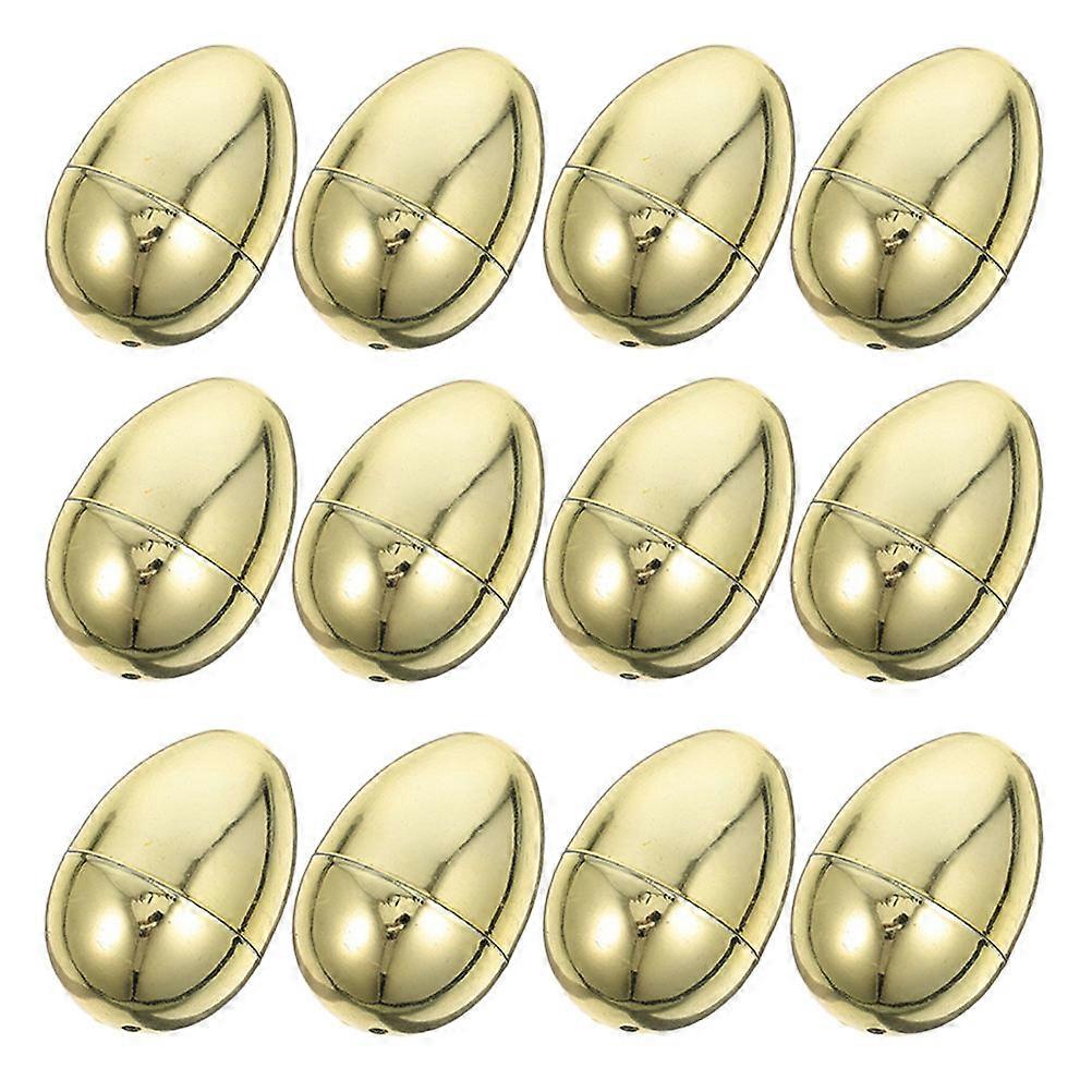 Large Plastic Egg Golden For Easter Celebration Decoration Fillable 12Pcs