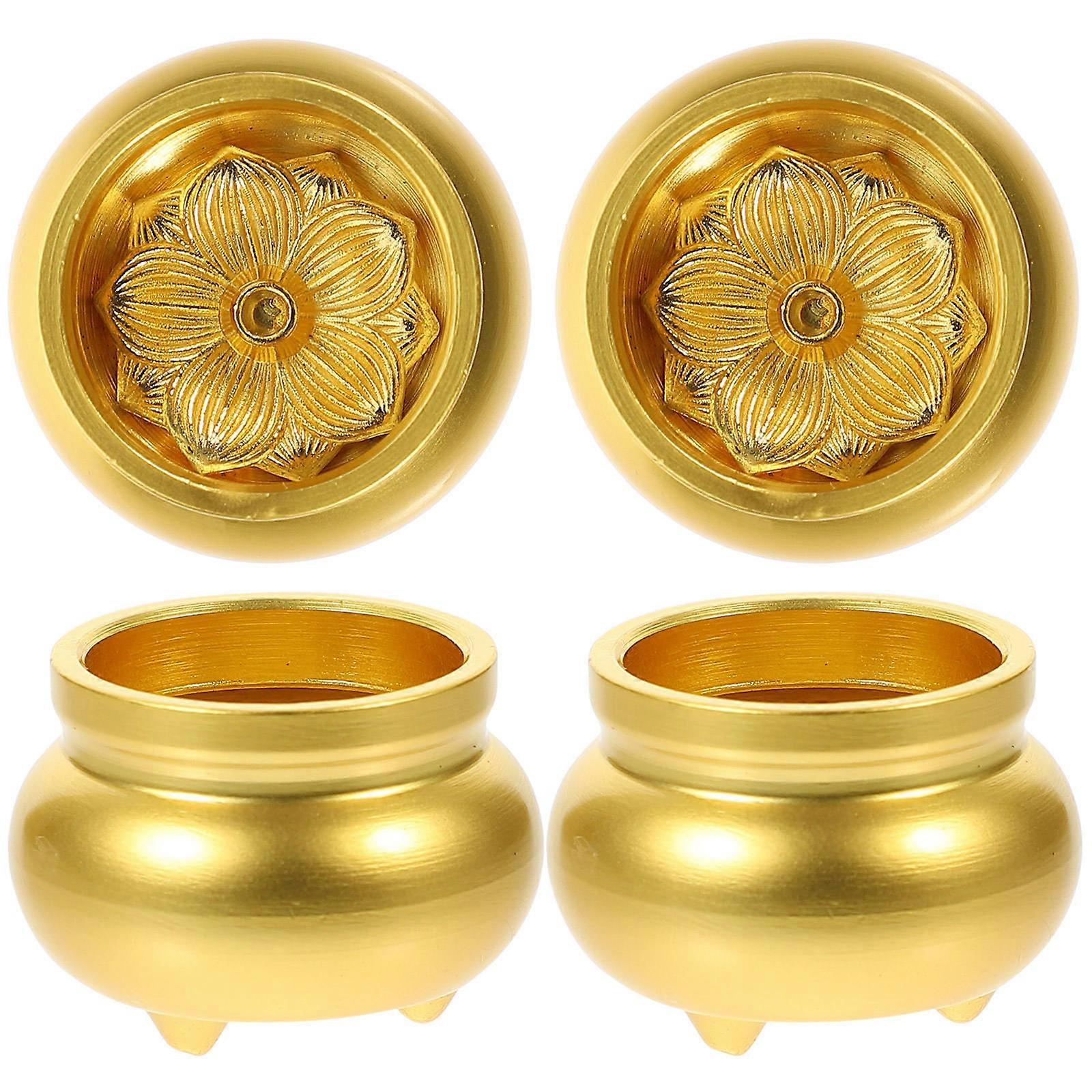 Brass Holder Incense Burner Home Decor Item Minimalist Style 2.5X1.5CM Golden 4Pcs