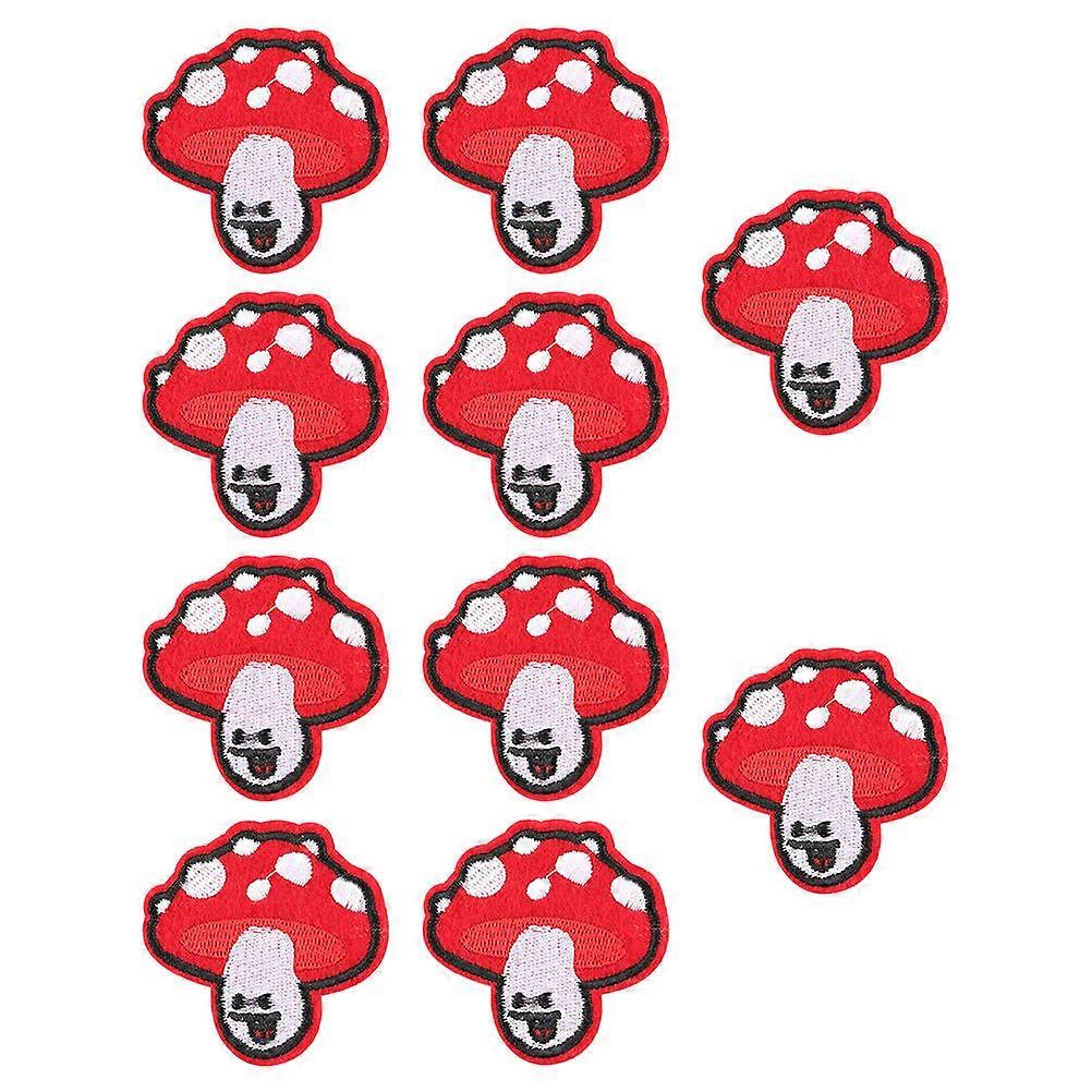 Lovely Sewing Patches Adorable Fabric Applique For Diy Projects Mushroom Shape 10Pcs