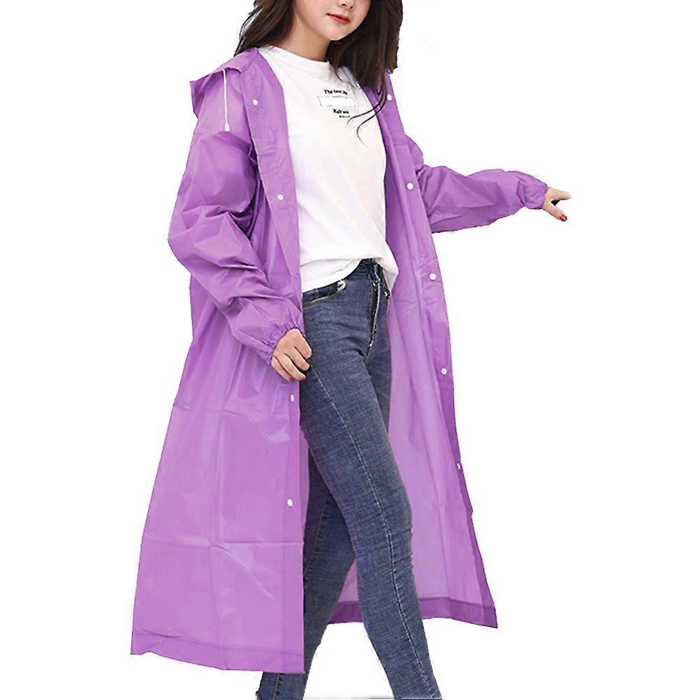 Portable Rain Coat Purple Reusable Rain Poncho for Hiking Adults One Size Fits Most EVA Material Hooded with Elastic Sleeves 3Pcs