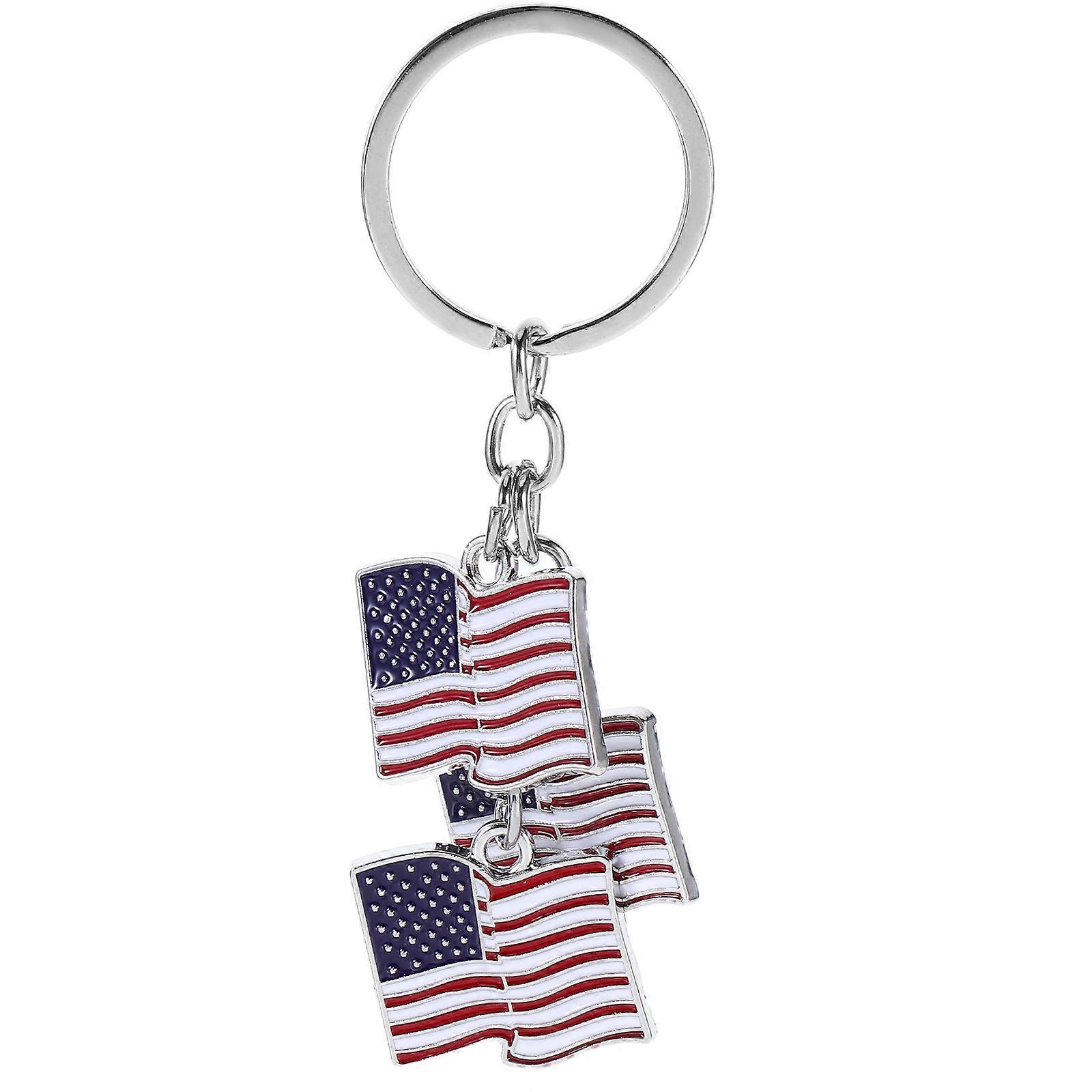 Vintage Car Keychain Patriotic Design Multi Rings For Travel Souvenirs 1Set