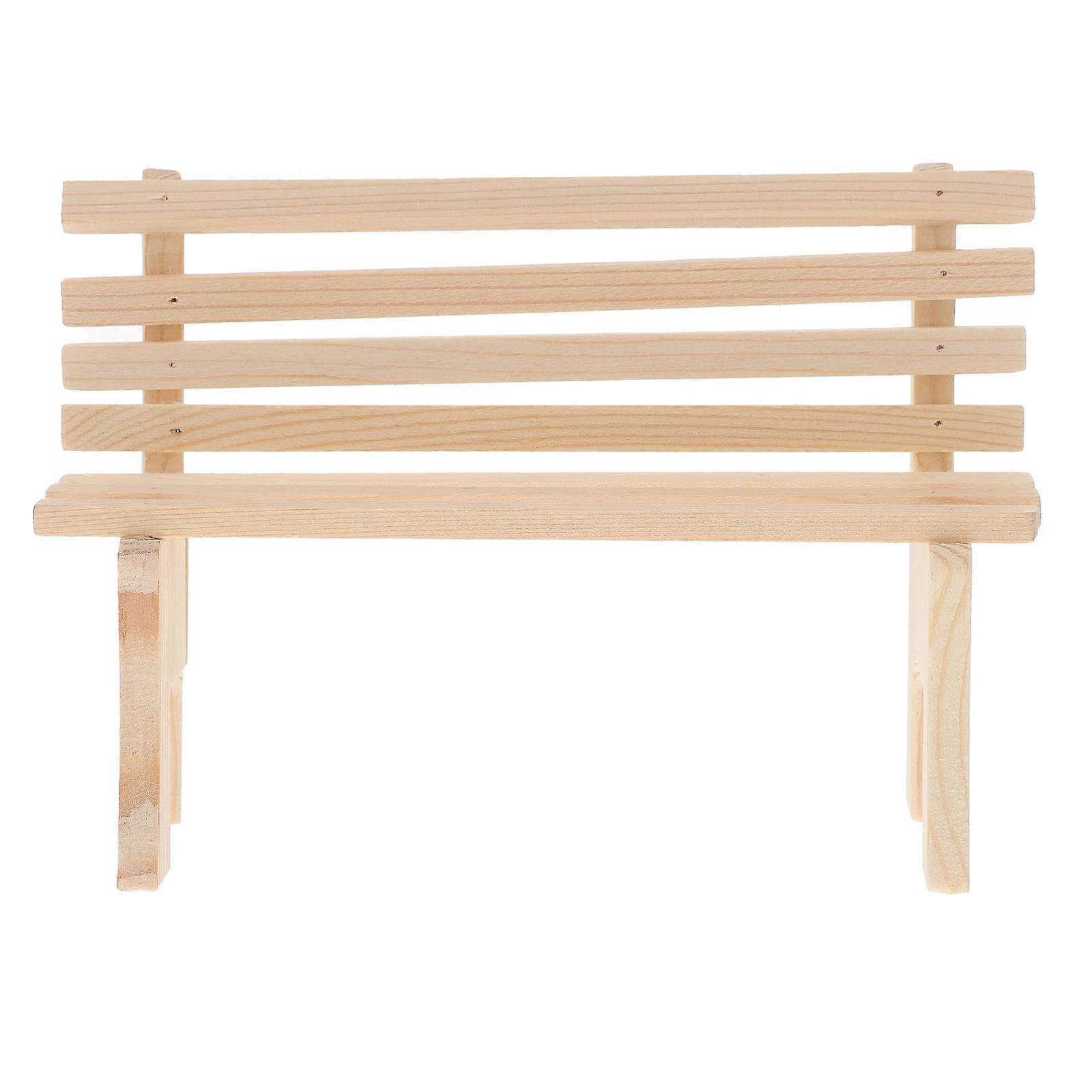 Mini Wooden Garden Bench for Dollhouse & Fairy Garden Decoration – Realistic Miniature Furniture Accessory for DIY Crafts and Interior Model