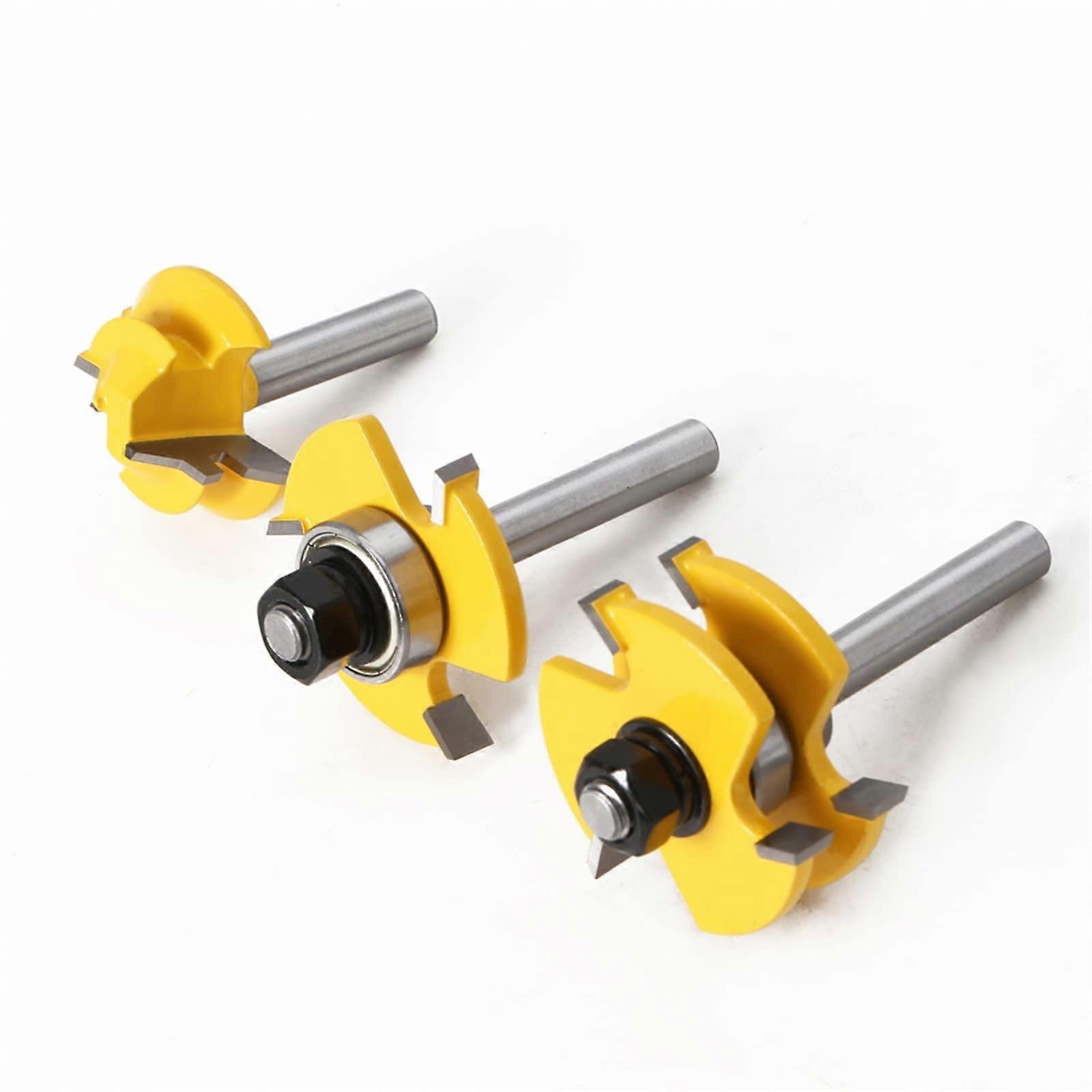 Tongue and Groove Mounting Cutter Set 3-Piece 8mm Shank for Woodworking and Carpentry Projects