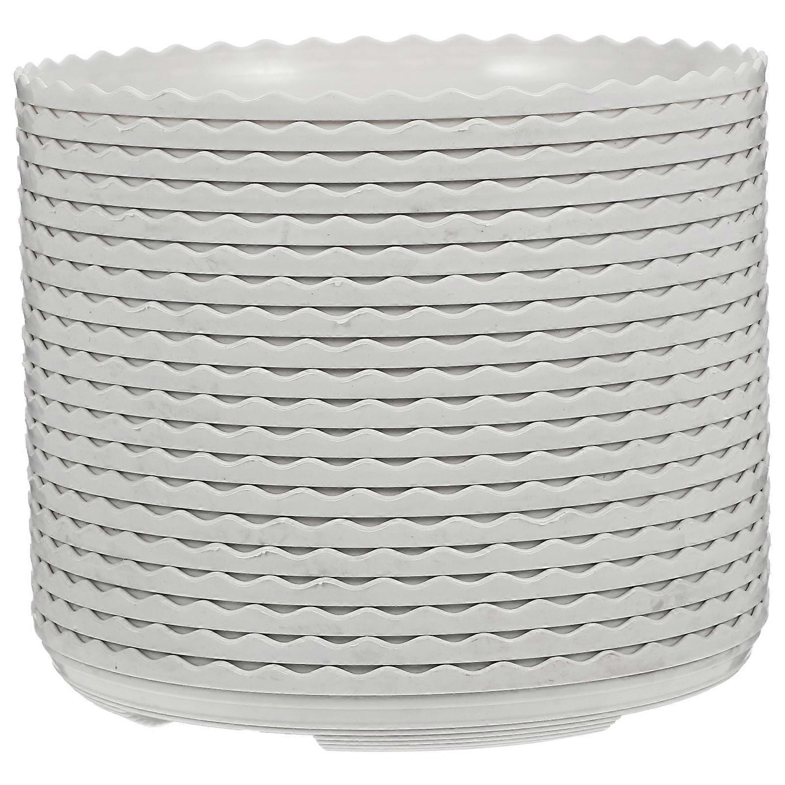 Flower Pot Tray Plant Saucer For Use Round Shape White Color Plastic Material Water Collection 20Pcs
