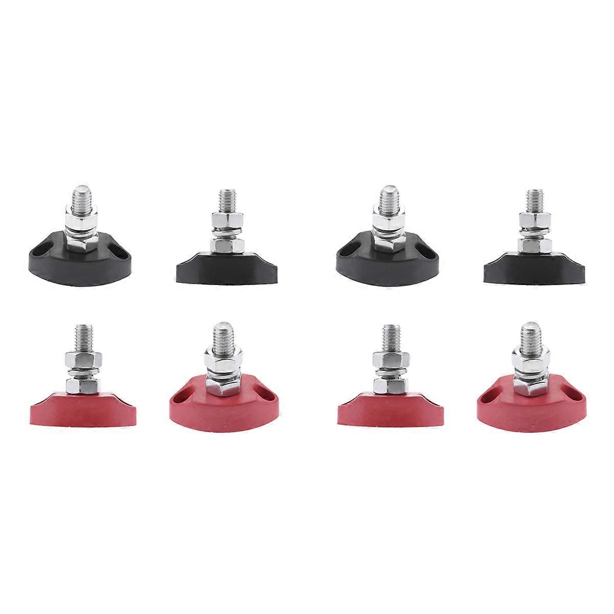 8Pcs DC 12V Bus Bar Terminal Block - 1/4 Inch 6mm Positive Insulated Single Stud Power and Ground Ju