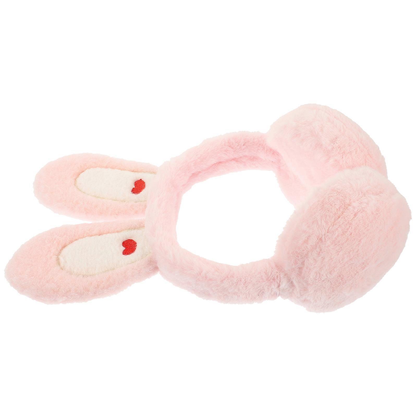 Children Rabbit Ear Earmuff Plush Pink Winter Riding Camping 1Set