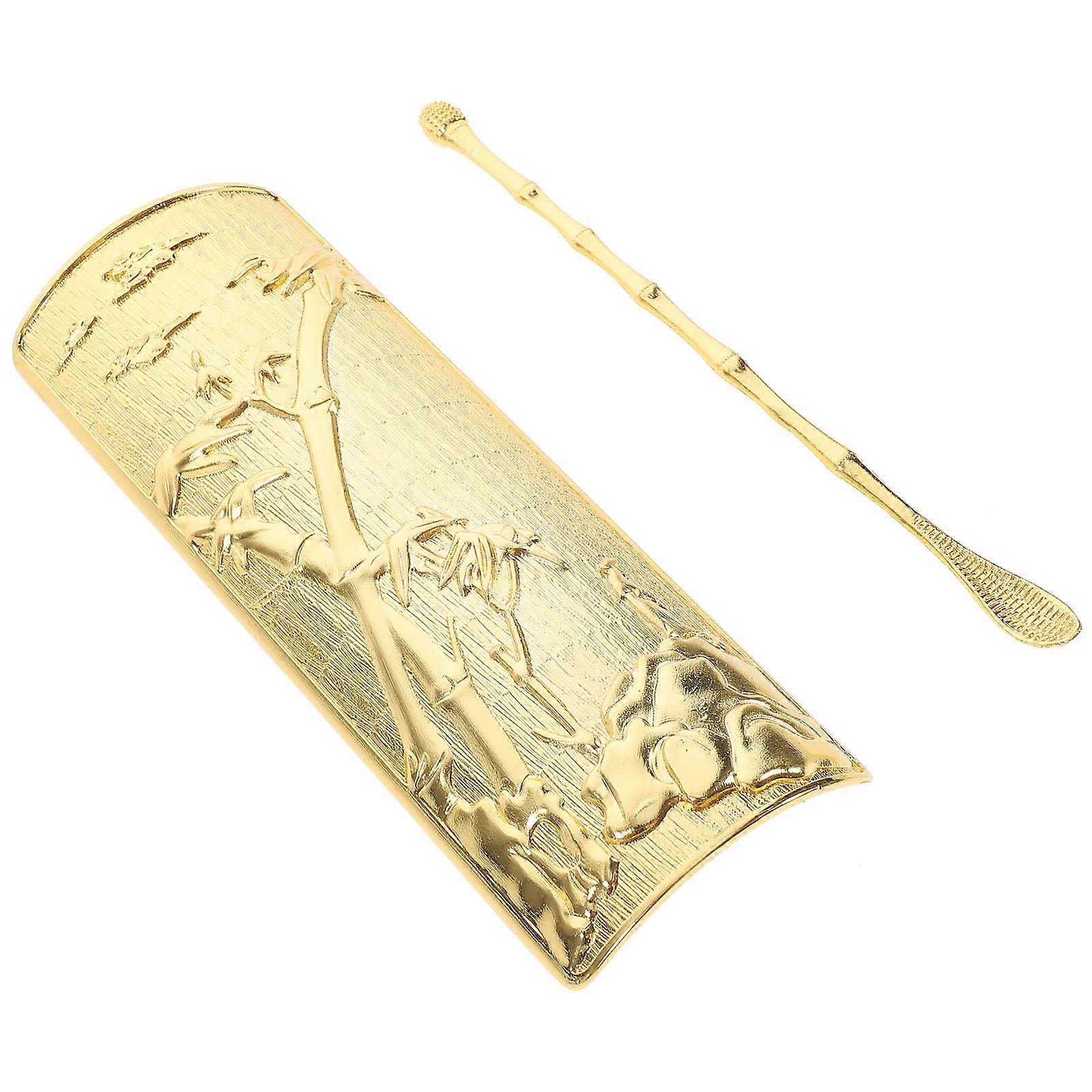 Spoons For Tea Chinese Tea Scoop Kit Tea Ceremony Tool Accessory Golden Alloy Home Use 1 Set