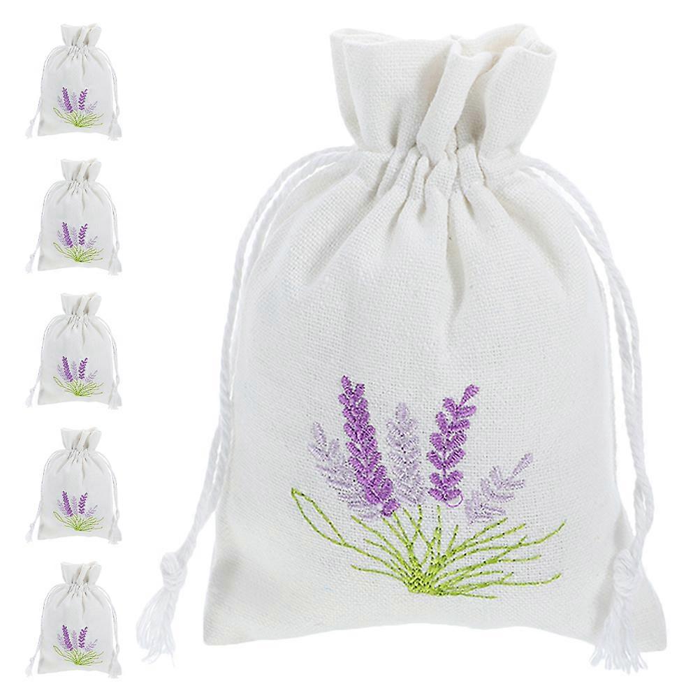 White Lavender Sachet Bag with Drawstring for Storage Use 6Pcs Set