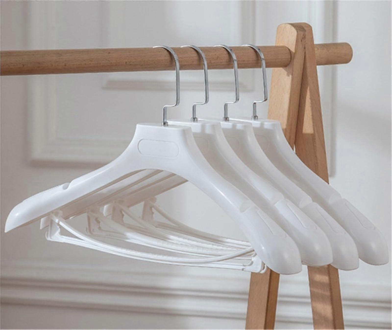 Extra Wide Suit Hangers 10-Pack, Non-Slip Men's Clothing Display Hangers with Notched Shoulders and Swivel Hooks, White