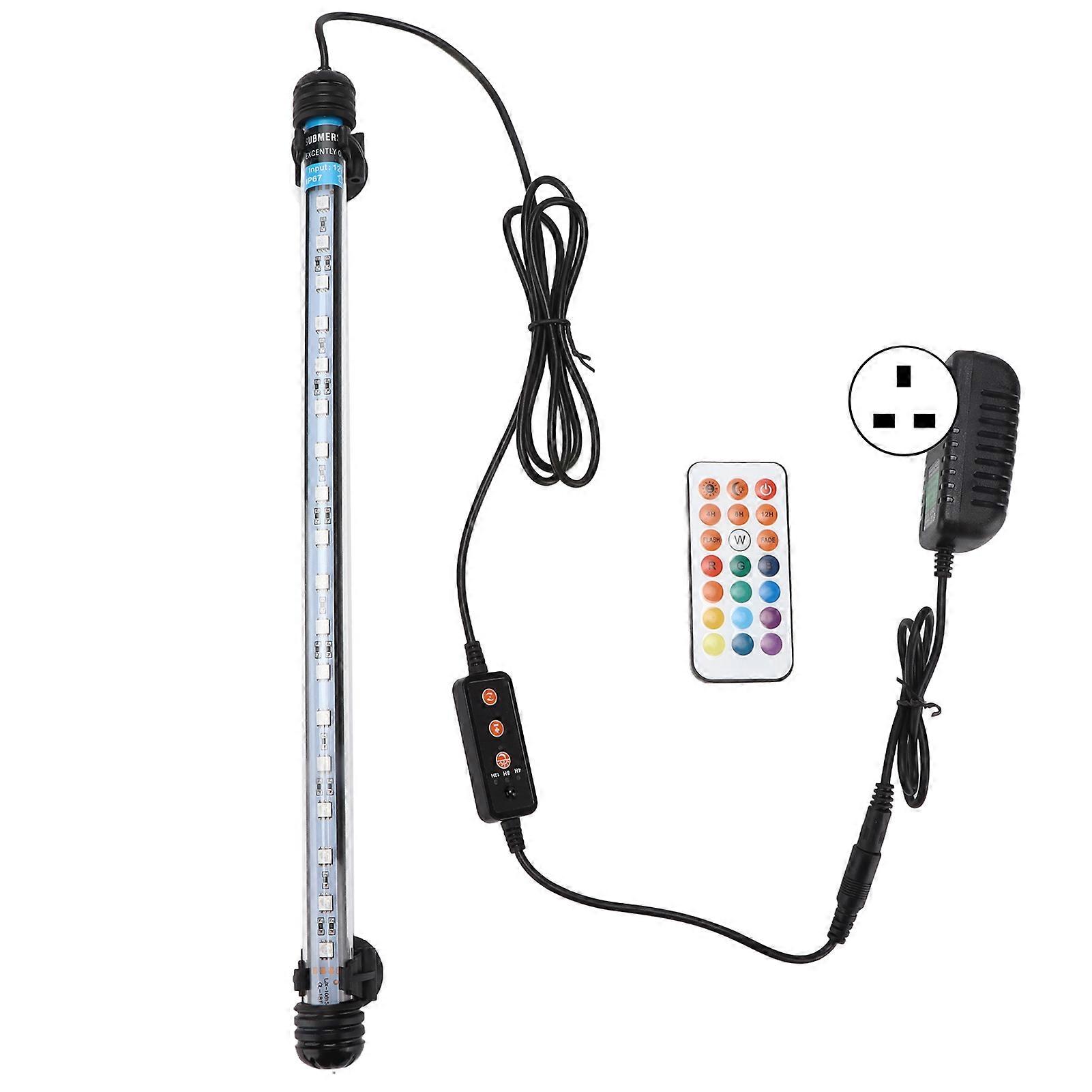 Aquarium Light Adjustable Timing Strong Penetrating Power Submersible LED Aquarium Light 110‑240V18 Lamp Beads UK Plug