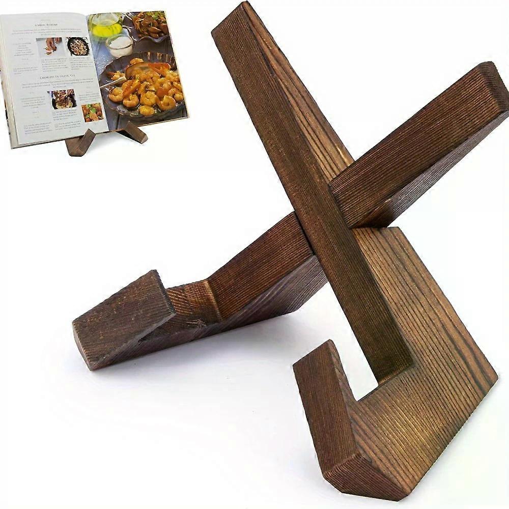 Rustic Wooden Kitchen Cookbook Stand, Recipe Book Holder for Countertop, Cookbook Display