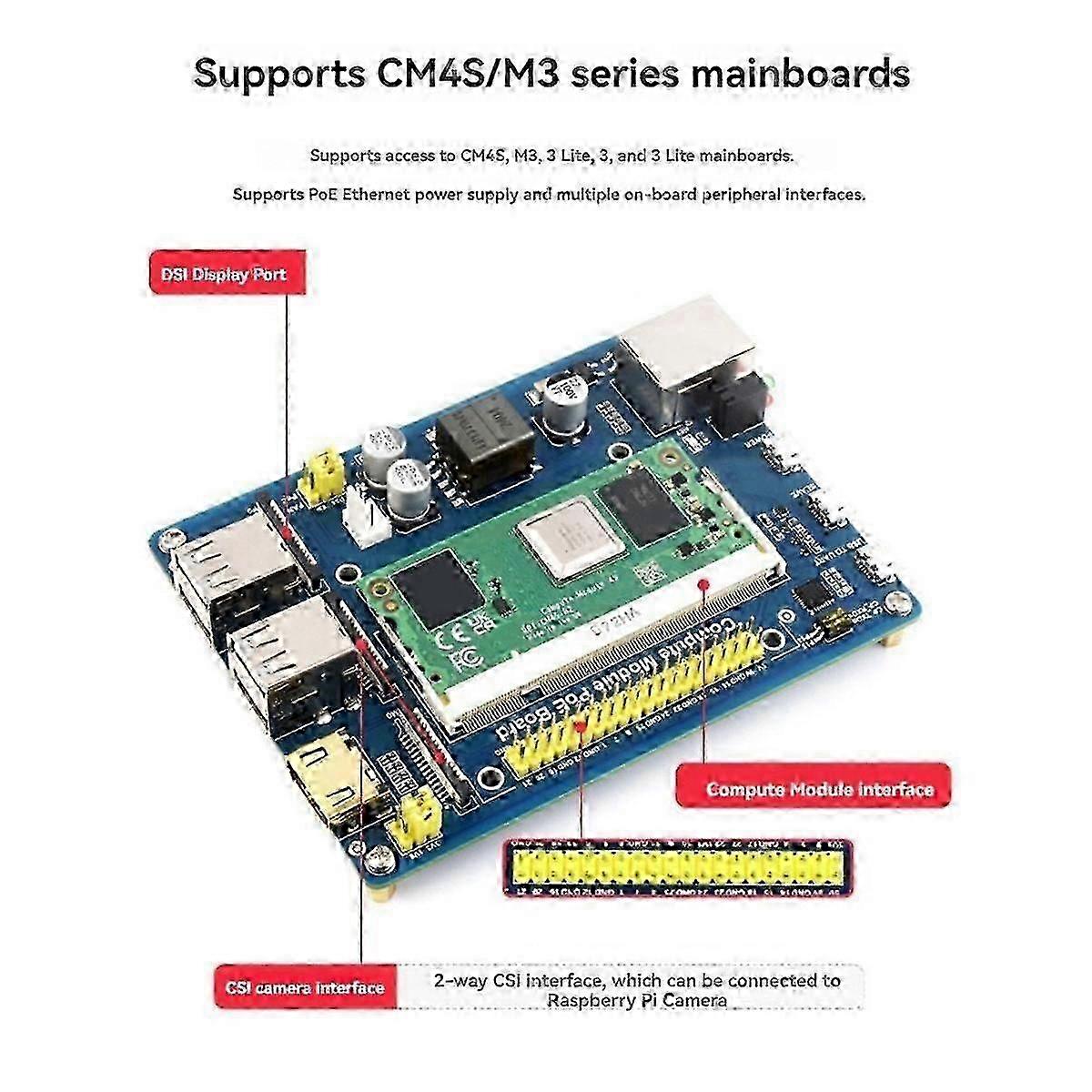 Compute Module PoE Board with Case and Fan Kit for Compute Module Expansion