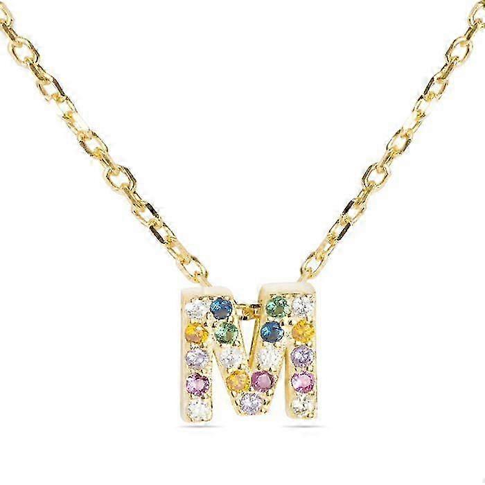 Pendant - Luxenter - Letter M - Silver 925 - Gold - Multicolor