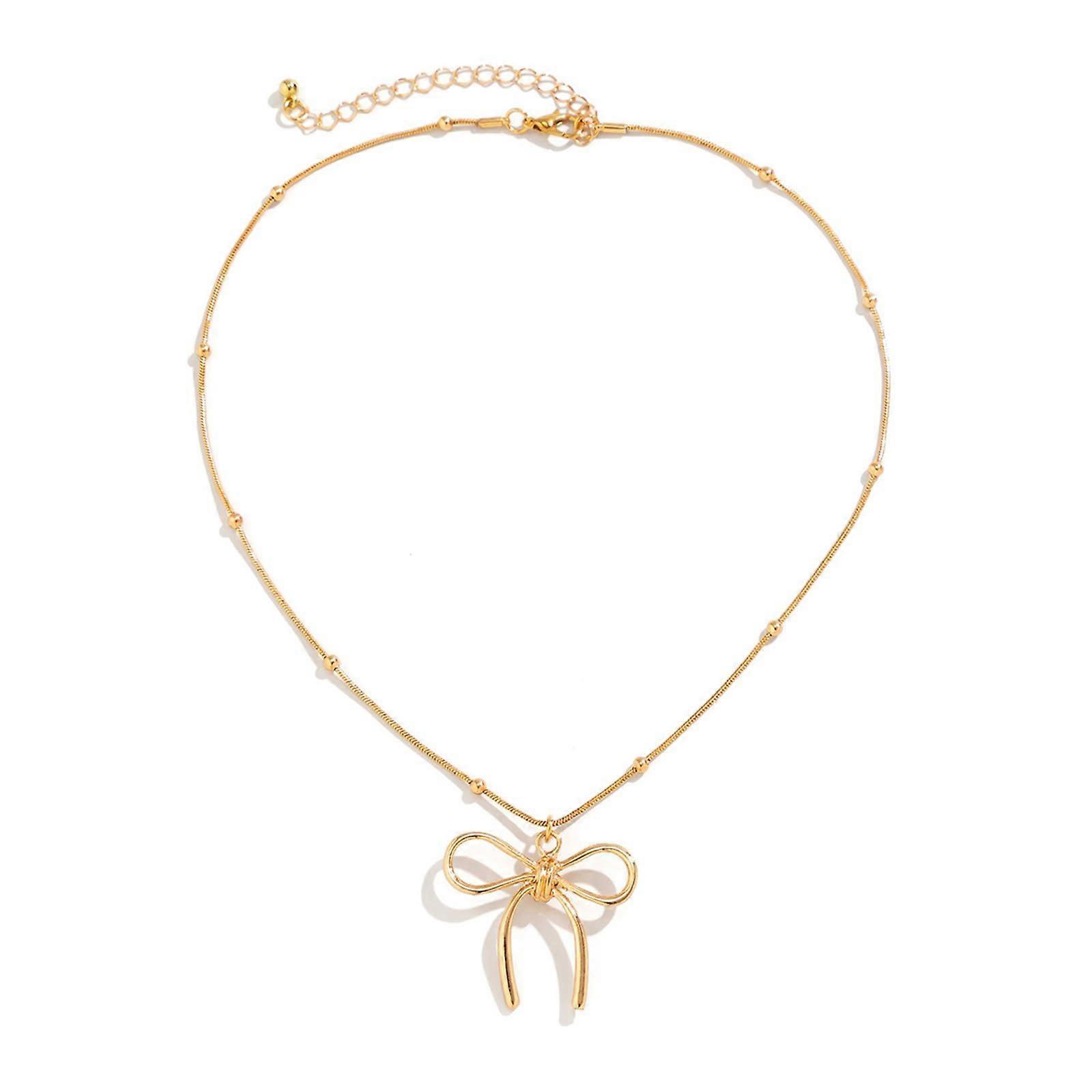 Bowknot Necklace, Adjustable Gold Statement Pendant, Suitable For Special Occasions