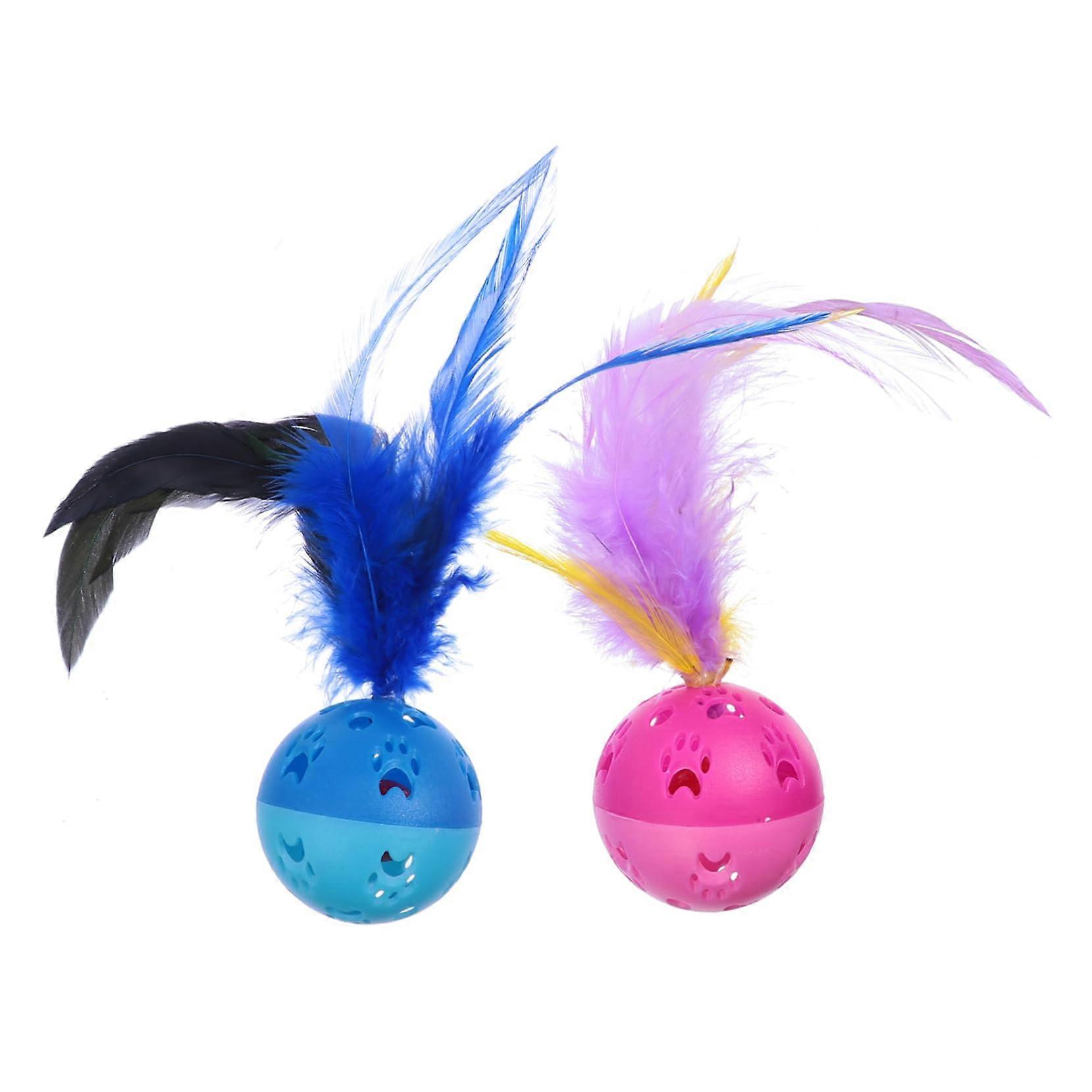 4 Piece Cat Ball Toy With Feathers, Interactive Rolling Balls, Cat Chew Toy, Pet Supplies For Cats