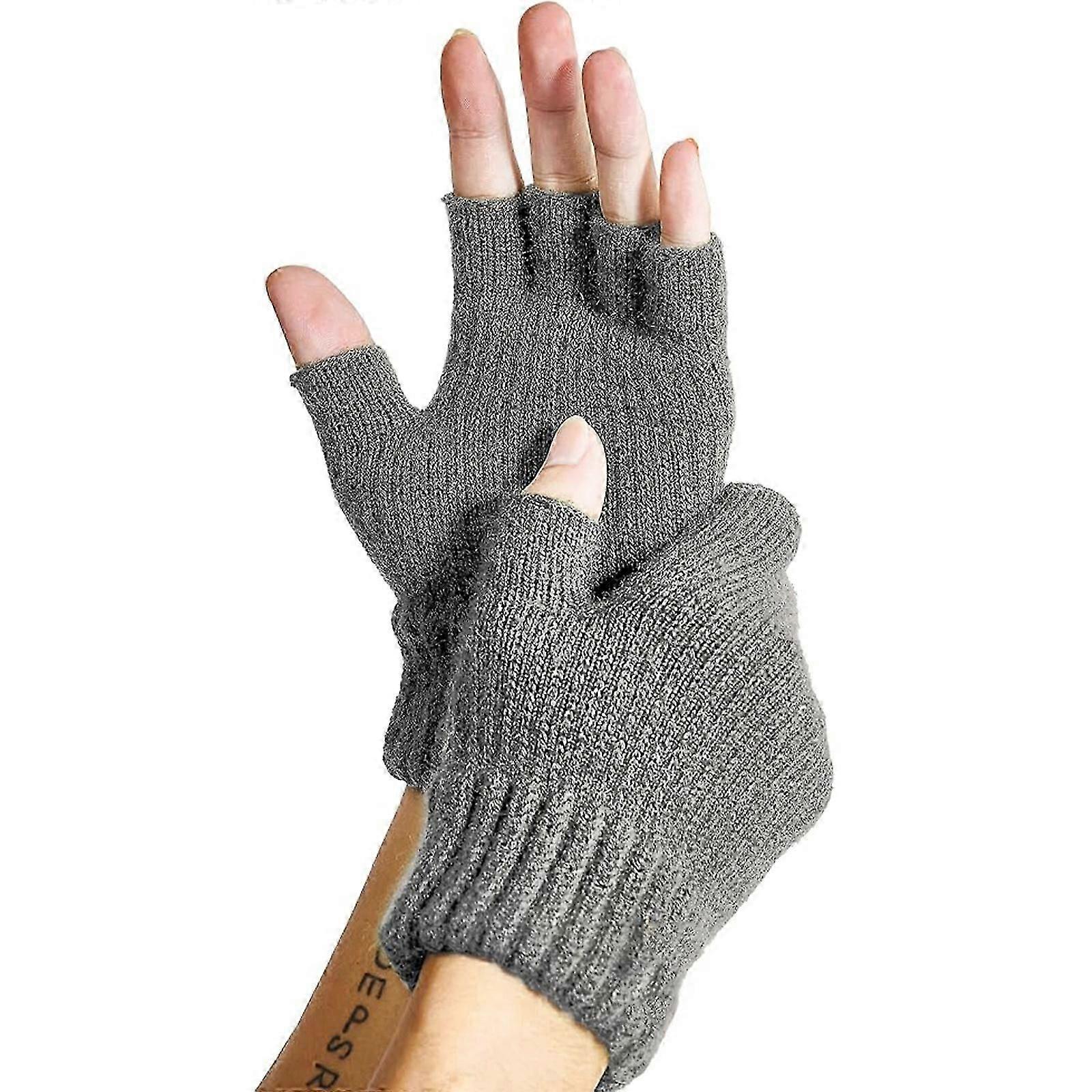 כפפות חורף ללא אצבעות לנשים גברים, צמר אלפקה חם סריג נמתח חצי אצבע כפפות, מזג אוויר קר כפפות רכות ללא אצבעות לנהיגה הקלדת עבודה