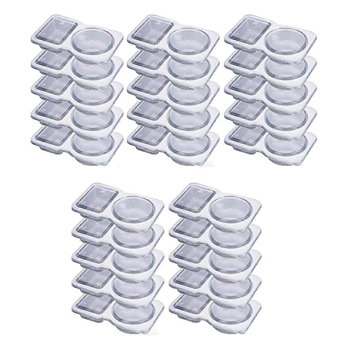 Double Compartment Condiment Container with Lids - 3 Oz 2 Compartment Snack Containers Reusable Sauce Containers 25PCS