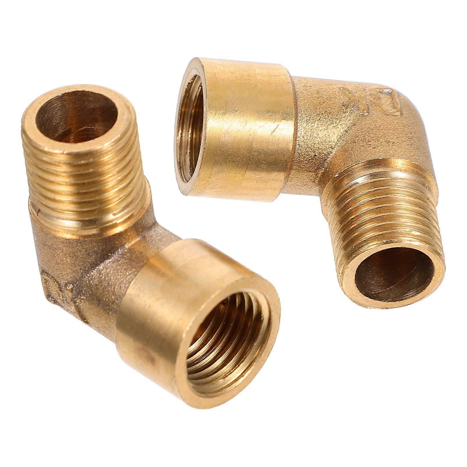 Golden Brass 90 Degree Water Fitting Connectors for Use Sturdy and Durable with Thread Design Easy Install 2 Pieces