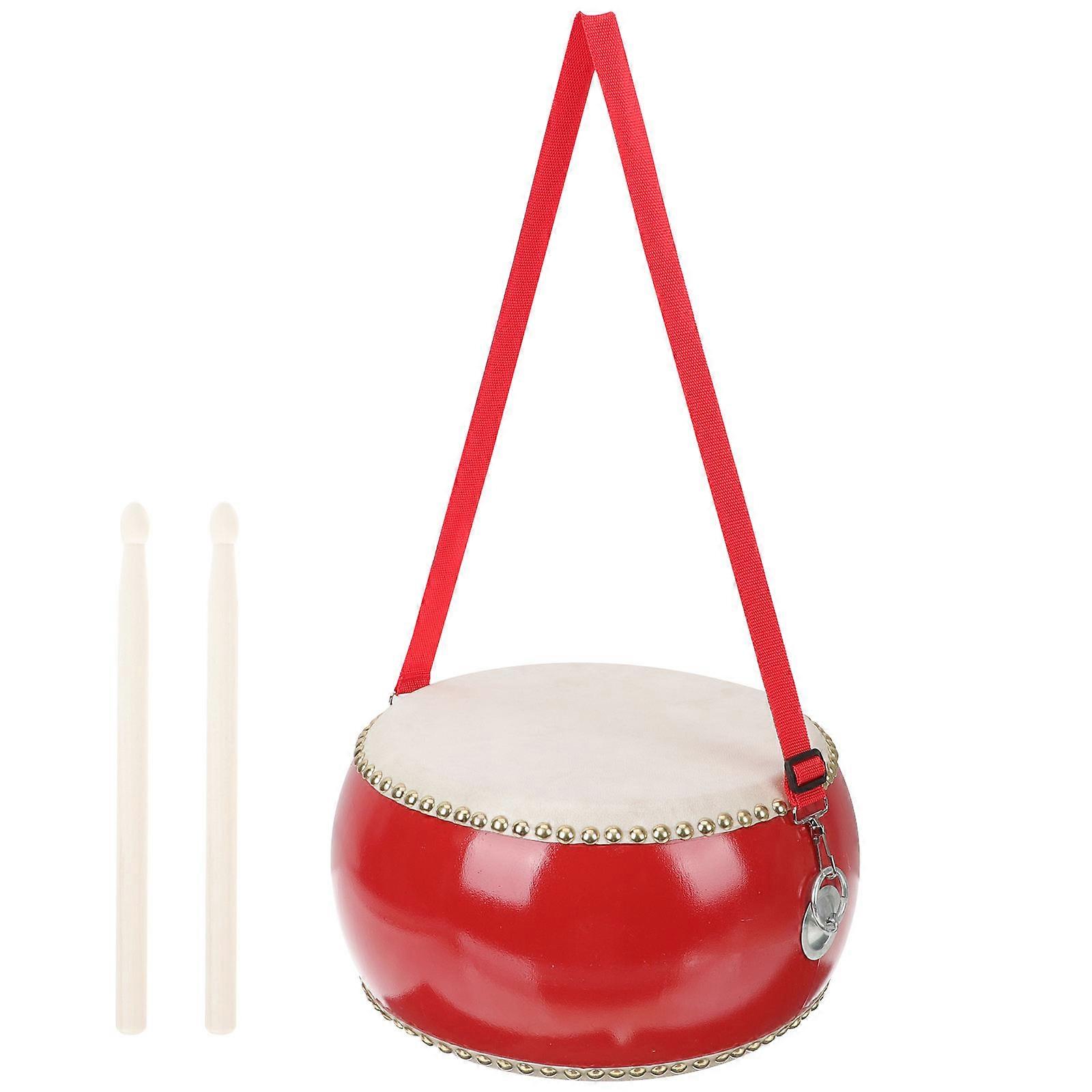 1 Set of Wooden Kids Percussion Cowhide Drum with Drumstick for Music Education