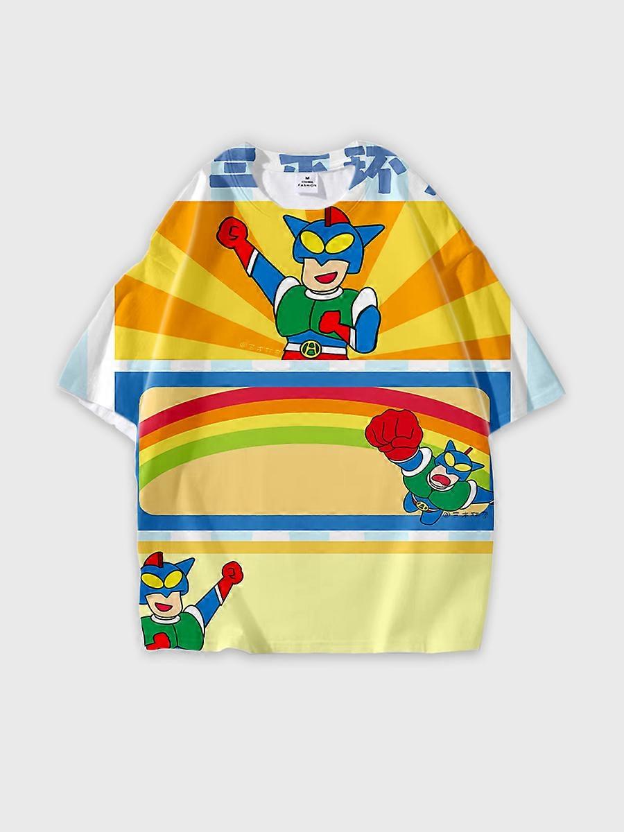 T-shirt girocollo Cartoon Pattern manica corta sciolta JW75