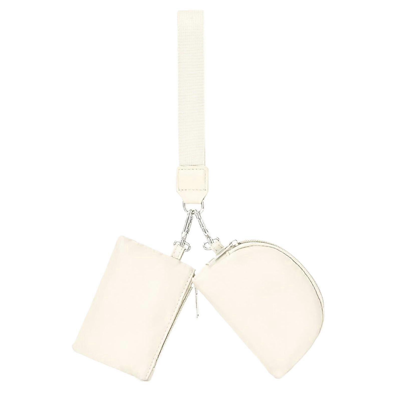 Practical Wrist Wallet for Storing Cards and Keys, Canvas Keychain Purse, Small Beige Women's Wallet